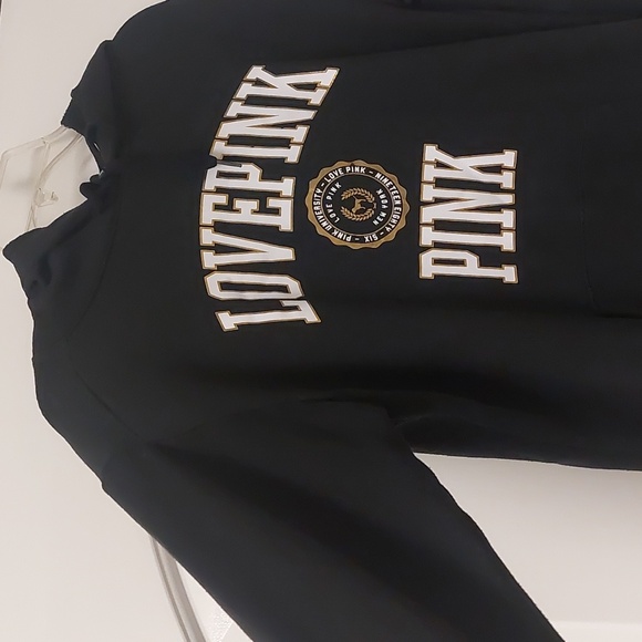 Pink Victoria's Secret Black Love Pink University New York Hoodie Sz S - Picture 4 of 15